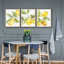 Lemon Prints Farmhouse Wall Decor Kitchen Wall Decor Etsy In 2021 Fruit Wall Art Farmhouse Wall Decor Yellow Wall Art