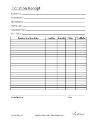 Printable Donation Receipt Download Pdf Document