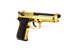 Check out the we 1911 gold version airsoft pistol. M9 Full Metal Gbb Gold We With Blowback Airsoft Pistols Gas Pistols Airsoft Online Shop Airsoftzone Com