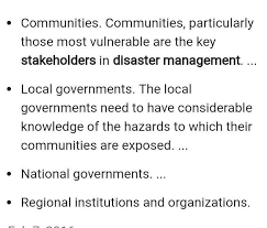 Roles And Responsibilities Of Different Stakeholders About Disaster  Management. Prepare A Chart On The - Brainly.in
