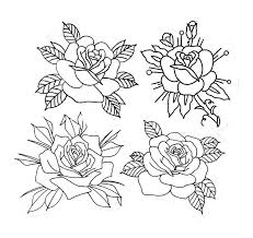 Traditional Rose Tattoo Flash Sketch Design Traditional Tattoo Drawings Traditional Rose Tattoos Traditional Tattoo Flash Art