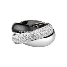 Diamants En Or Blanc Replica Cartier Classique Anneau En Ceramique 1 1 De Haute Qualite Bague Cartier Http Ww Black And White Rings White Ring Trinity Ring
