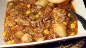 This Is A Pretty Simple Stew Recipe Using Ground Beef Potatoes Corn And Ranch Style Bean Easy Stew Recipes Beef Recipes For Dinner Recipes Using Ground Beef