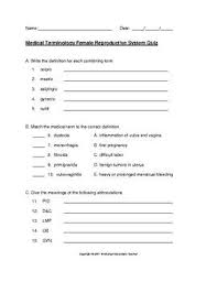 Medical Terminology Male And Female Reproductive Systems 2 Quiz Pack Medical Terminology Medical Coding Secondary Teacher