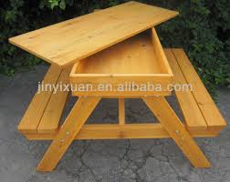 Wooden Picnic Table And Bench With Sandpit Outdoor Table Chairs Kids Garden Bench 25 35 Wooden Picnic Tables Picnic Table Diy Kids Furniture