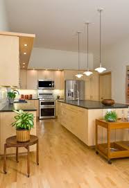 The traditional kitchen has natural maple cabinets with a stain that looks well together with the hearts of palm wall paint. Natural Maple Kitchen Cabinets Crystal Cabinets