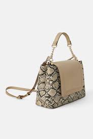 Animal Print Crossbody Bag With Leather Flap