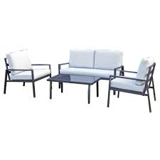 Kring Berga kerti/teraszbútor garnitúra, asztal, kanapé, 2 fotel, 9 cm-es  párnával, szürke színben - eMAG.hu