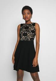 Marine blau lace overlay kleid inexpensive 3ec8b c4e48. Anna Field Fit Flare Contrast Cocktailkleid Festliches Kleid Beige Black Beige Zalando De