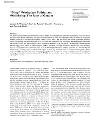 Pdf Dirty Workplace Politics And Well Being The Role Of Gender