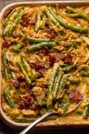 Cheesy Bacon Green Bean Casserole Baker By Nature Recipe In 2020 Green Bean Casserole Green Bean Casserole Bacon Green Beans