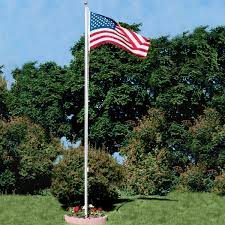 Iiope telescoping flag poles kit for outside, 25 ft heavy duty aluminum telescopic flagpole with 3x5 american flag, outdoor in ground flag pole for residential, yard or commercial, black. 25ft Outdoor Flagpole Kit
