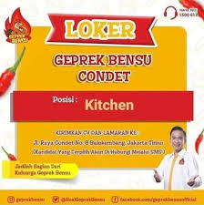 Check spelling or type a new query. Lowongan Geprek Bensu Condet Atmago