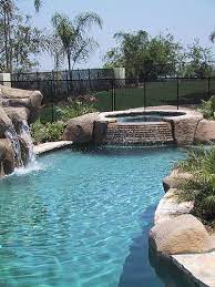 Black Bottom Salt Water Pool W Spa Waterfall Amazing Swimming Pools Spa Waterfall Outdoor Pool