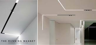 A magnetic fixing allows enormous flexibility and tracks are available for a recessed surface and suspended installation. Running Magnet By Flos Soft Architecture An Led Lighting System With High Technical Content For Interior Architecture Ceiling Design Led Lighting System Flos