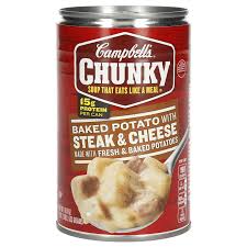 I like to add shredded cheddar instead of bread crumbs. Campbell S Chunky Baked Potato With Steak Cheese Soup 18 8 Oz Ready To Eat Meijer Grocery Pharmacy Home More