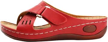 Amazon Com Alexis Leroy Comfortable Insole Buckle Strap Vamp Women S Wedge Sandals Red 37 M Eu 6 6 5 B M Us Platforms Wedges Sandalet Terlik Deri