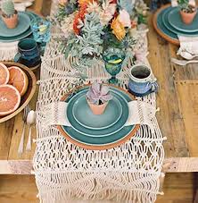 Flber Macrame Table Runners Handwoven Boho Wedding Table Decoration Bedding Blanket Boho Table Runner Bohemian Bridal Shower Decorations Bohemian Bridal Shower