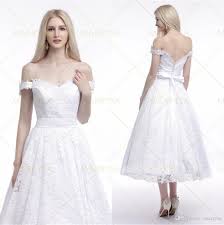 4.56 reviews (9) elegant lace long sleeve wedding dress 2018 white sweep train. Off The Shoulder Tea Length Wedding Dresses Fashion Dresses