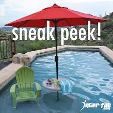 Check Out Our New Pool Lifestyle Umbrella Table Designed For Use With In Pool Sun Decks Taking Orders Pool Umbrellas Small Backyard Pools Small Swimming Pools