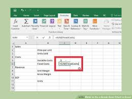 How To Do A Break Even Chart In Excel With Pictures Wikihow