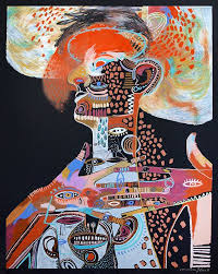 Marina Gonzalez Eme Jade Black Xiv 2015 Mixed Media Espana Psychedelic Art Art Art Painting