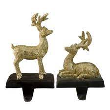 Alice doria 21 handmade hooked reindeer christmas stocking with beautifully detailed pattern. Northlight Set Of 2 Gold Reindeer Glittered Christmas Stocking Holders 8 5 Target