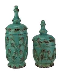 A timeless, unique jar.a wonderfully distinctive vessel you will want to display in your home. Turquoise Vintage Finish 2 Piece Set Of Birds On A Wire Ceramic Jars With Lid Fruugo Uk
