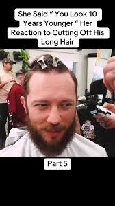 She Said “ You Look 10 Years Younger “ Her Reaction to Cutting Off His Long  Hair#hair #hairstyle #hairtok #haircut #hairstyles #barber #transformation  #longhair #asmr #fyyyyyyyyyyyyyyyy