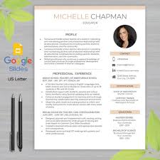 Google doc templates for teachers. Teacher Resume Template Google Slides 1 2 And 3 Page Etsy