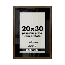 Moldura Com Paspatur Preto 30x40 Para Foto 20x30 - Clic Store