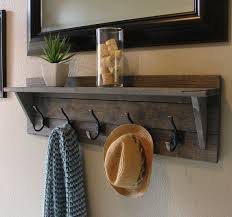 Mason Rustic Weathered Gray 5 Hanger Hook Coat Rack With Shelf 145 Via Etsy In 2020 Wood Diy Decor Diy Furniture