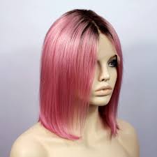To get an obvious dip dye style using manic panic color, brunettes will need to lighten their hair first. Wiwigs Remy Human12 Bob Hot Pink Dip Dye Ombre Black Hair Lace Front Ladies Wigs