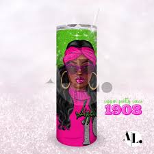 Tumbler designed using @Leenita Doakes dope illustration. Sipping Pretty.  AKA Sorority Inspired 20 oz tumbler. #akasorority #sublimationtumblers  #sororityinspired #1908 #sippinpretty #tumblerdesigns ...