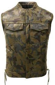 Camouflage Biker Vest Biker Leather Biker Vest Leather Vest