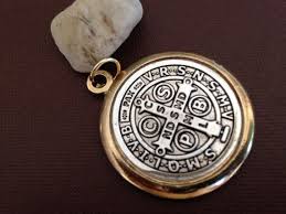 1 5 St Benedict Medal Two Tone Medalla De San Benito Etsy Medals Men Necklace Saint Benedict