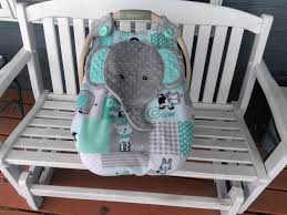 Car Seat Canopy With Peek Aboo Opening Appliqued Elephant Etsy Baby Time Baby New Baby Products