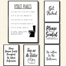  Funny Bathroom Rules Sign Canvas Painting Wall Art Toilet Rules Print Painting Nordic Poster Print Wall Pictures For Bathroom Wall Art Canvas Painting Bathroom Rules Sign Bathroom Wall Art