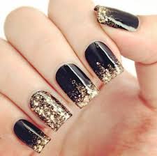 Blue and black and white acrylics. 50 Most Stunning And Mysterious Feeling Black Colour Acrylic Nails Matte Nails Black And Gold Nails Black Gold Nails Gold Nails Gold Acrylic Nails