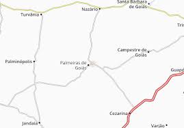 The population was 24,072 (2007 count) in a total area of 3,108 km² (2002). Michelin Landkarte Palmeiras De Goias Stadtplan Palmeiras De Goias Viamichelin