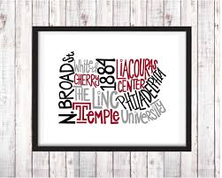 Temple University Printable Art Digital Download Dorm Room Decor Graduation Gift College Student Gifts College Gifts Temple University