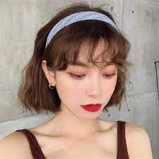 Tartan Headbands Asian Short Hair Hairband Hairstyle Korean Short Hair