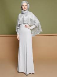 Dantel Pelerinli Abiye Elbise Gri Puane Musluman Elbisesi The Dress Moda Stilleri