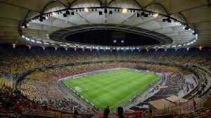 Hockey players compete during the steaua rangers(blue) vs corona. National Arena On World Stadium Database