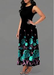 High Waist Printed Sleeveless Black Dress Modlily Com Usd 33 09 Clothes In 2019 Dresses Club Party Dresses Casual Dresses