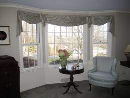Gathered Tab Swags Jabots For Bay Window Dining Room Windows Bow Window Curtains Curtains Living Room
