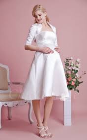 Auf der suche nach einem perfekten brautkleid für eine hochzeit mit wald, strand, rasen oder kaufen sie von milanoo für das schicke und gute qualit?t 2021 boho & bohemian hochzeitskleid in. Umstandsmode Brautkleid Schwanger A Linie Empire Kurz Satin Mit Jacke