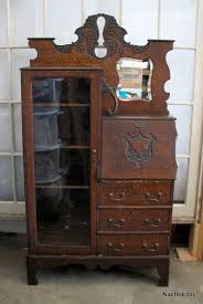 Cherry hard wood circa 1920's. Beautiful Art Nouveau Desk Vintage Furniture Glass Cabinets Display