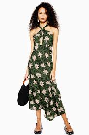 Hibiscus Floral Halter Neck Midi Dress Topshop Top Shop Dress Midi Dress Women Dress Online
