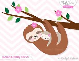 Happy Birthday Flowers Clipart For Her Baby Sloth Clipart Sloth Clipart Baby Shower Mother S Etsy In 2020 Baby Sloth Baby Clip Art Sloth